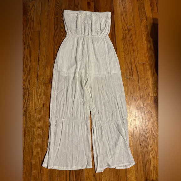 Forever 21 Pants - Forever 21 White Jumpsuit with Silver Accents